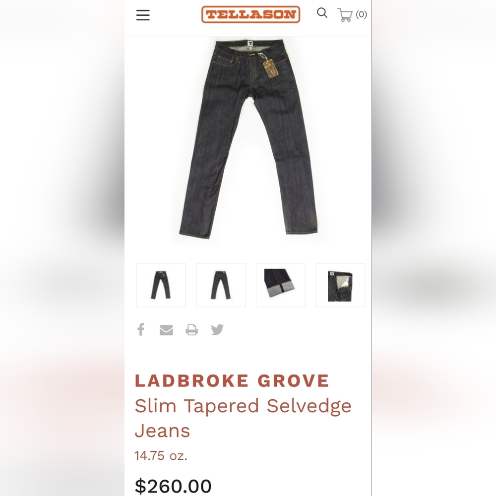 Slim Tapered Selvedge Jeans 34x30
